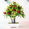 Dekorativa blommor Hållbart ljus Artificial Orange Bonsai Home Decor Faux Tree Ornament Fruit For Office Garden