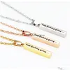 Pendant Necklaces 3 Colors Stainless Steel Inspirational For Women Men Keep Ing Going Engraved Letter Bar Chains Personalized Drop Del Dhyhz