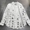 Camisas xadrez masculinas plus size designer camisa preto branco xadrez lapela botão cardigan moda anjo carta hip-hop manga comprida292l
