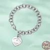 T Designer Bracciale a catena con ciondolo tag cuore con diamanti Collana orecchini a bottone in argento sterling 925 Gioielli in oro rosa 18k oro Fa205Q