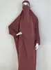 Roupas étnicas Mulheres Muçulmanas Jilbab Vestido de Oração de Uma Peça Com Capuz Abaya Islâmico Dubai Saudita Robe Preto Turco Modéstia