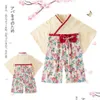 Baby Girl Kimono Ubrania Japońska Romper Print Floral Red Bow Kawaii Odzież maluch dla dzieci strój G2493 Drop dostawa dhm7r