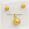 Ensembles de bijoux en argent doré, boule ronde en acier inoxydable, pendentif de fête pour femmes, collier et boucles d'oreilles, livraison directe Dhm5G