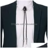 Gravatas de pescoço moda ocidental bl cabeça bolo gravata colar retro liga suéter corrente preta ornamentos longos acessórios de entrega dherw