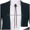 Cravates de cou Mode Western Bl Head Bolo Cravate Collier Rétro Alliage Pull Chaîne Noir Long Ornements Drop Livraison Accessoires Dherw