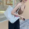 Bolsa de compras clássica revestida de lona, bolsa estampada feminina, bolsa grande 399