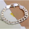 En gros 925 Sterling Sier 10Mm chaînes de charme 8 bracelet bracelet boîte-cadeau de fête bijoux de mode bracelets de serrure carrée livraison directe