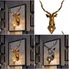 Lampes murales American Retro Gold Cerf Antlers Luminaires Salon Chambre Lampe de chevet LED Sconce Home Decor Luminaire Drop Deliv Dhhrb