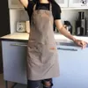 1 pcs Waterproof apron woman's solid color cooking men chef waiter cafe shop barbecue barber bib kitchen accessories12350