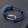 Charm Bracelets MKENDN Men Nautical Bracelet Adjustable Rope Women Outdoor Camping Carabiner Shackle Survival Jewelry