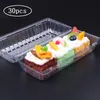 30pcs Clear Plastic Cup Cake Boxes And Packaging Transparent Disposable Sushi Take Out Box Rectangle Fruit Bread Packing Bakery241J