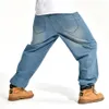 Hele mannen baggy jeans groot formaat heren hiphop jeans lange losse mode skateboard ontspannen fit jeans heren harembroek 42 44 46226A