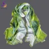 Scarves BYSIFA|Brand Blue Green Silk Scarf Bufanda Women's Fashion Field Design Pure100 Shawl Echarpe 17053cm 230914