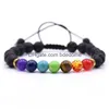 Frisado Mens 7 Chakra Lava Rock Charms Pulseiras Óleos Essenciais Difusor Natural Stone Chain Bangle Para Mulheres Artesanato Moda Jóias D Dhioi