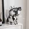 Vävnadslådor servetter ljus lyxig plast servetthållare fransk bulldogg skulptur enkla glas innehavare hem dekorativ skrivbordsorganisatör 230915