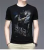 DIY T-shirt 863 Avrupa ve Amerikan Yuvarlak Boyun Gevşek Takas Erkekler Kısa Kollu Yeni Gündelik Moda Ultra İnce Baskı