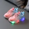 Athletic Outdoor Spring Autumn Children's Luminous Leather Running Shoes Boys Girls LED Lights Sports 230915