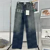 Jeans de créateur femmes pantalons en Denim conception lettre latérale pantalon droit taille haute mode Jean pantalon Streetwear2613