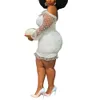 Grundläggande avslappnade klänningar 2023 Afrikansk klänning för kvinnor överdimensionerad 4xl 5xl vit minilängd mantel snedstreck hals långärmad sexig klubbnattrock 230915