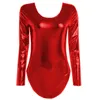 Tute da donna Pagliaccetti 17 colori Body elasticizzato lucido a maniche lunghe Ladies Ballet Dance Costume Scoop Neck Taglio alto 230914