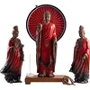 Objets décoratifs Figurines Western Trois Ornements de Bouddha en céramique sacrée Décoration de la maison chinoise Anneau lumineux LED Ornements bouddhistes 230914