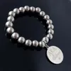 Brins de perles élastiques de sororité grecque, breloque en acier inoxydable 316L, bijoux pour femmes Beaded263y