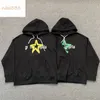 Airbrushed Stars Mektup Deseni Terry Pamuk Drawstring Gevşek çok yönlü sıradan erkekler ve kadınlar moda ağır hoodie