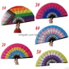 Andra festliga festförsörjningar Rainbow folding fans hbt colorf handhållen fan för kvinnor män stolthet dekoration musik festival evenemang dans dhhlq