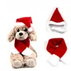 Vêtements pour chiens, écharpe de noël pour animaux de compagnie, ensemble de chapeaux, Santa Cosplay, cache-cou rouge, cadeau doux, Costumes de noël, vêtements pour chat et chiot