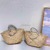 Totes Borsa di paglia con diamanti di lusso Borse con manico a cuore Borsa in rattan firmata Borsa da spiaggia estiva Borse a tracolla Borse04 Stylisheendibags