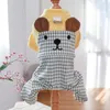 Hundkläder Stylish Pet Dress Breattable Soft Dressing Cartoon Bear Ears Decor Cat Plaid Jumpsuit