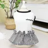 Dog Apparel Pet Plaid Dress For Dogs Small Clothes Wedding Princess Spring Summer Soft Sweet Black White Skirt