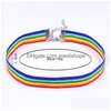 Colliers Gay Pride Rainbow Collier ras du cou pour hommes femmes et dentelle Chocker Collier de ruban avec pendentif LGBT Bijoux Drop Livraison Collier Dhzsx