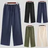 Pantalones para hombre, pantalones de lino y algodón, pantalones deportivos informales para correr para hombre, pantalones para correr de verano, pantalones lisos rectos sueltos para hombre, ropa de calle 300R