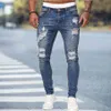 Jeans skinny noirs hommes jeans déchirés mâle 2021 nouveau trou décontracté été rue hip hop pantalon en denim mince homme mode pantalon de jogging H2759