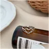 Band Rings Sier Retro Love Heart Hollow Open Ring Female Ins Trend Sweet Y Elegant Handmade Hip-Hop Fashion Drop Delivery Jewelry Dhboh