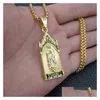 Pendant Necklaces The Virgin Mary Madonna Necklace Stainless Steel Mens Antique Sier Gold Punk Mother Of Christ Catholic Guadalupe Pen Dhgdv