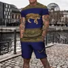 Tute da uomo Oversize Animal Leopard Print T-shirt stampata in 3D Pantaloncini da jogging Set da 2 pezzi di set a maniche corte alla moda e