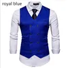 Setwell Kraliyet Mavi Erkekler Formal İnce Fit Premium İş Elbise Takım Düğmesi Yelekler Özel Çifte Kesilmiş İngiltere Tarz Damat V307m