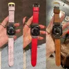 Luxury äkta läder Apple Watch Band Watch Strap för Apple Watch Ultra Series 8 3 4 5 6 7 9 SE 38mm 44mm 45mm 49mm 40mm 42mm varumärkesdesigner Iwatch Band Smart Straps