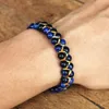 Bangle Handmade 6mm Blue Tiger Eye Stone Beads Braided Bracelet Women Men Friendship Strand Charm Bracelet Bohemian Jewelry 230915