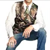 Popular Camo Printed Wedding Groom Vests Groomsmen Vests V-Neck Men's Suit Vests Vest Tie Men's Dress Vest Waistcoat D217q