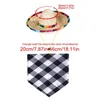 Abbigliamento per cani Sciarpa scozzese Bandana Cappello di paglia Triangolo Bavaglino Set Non sbiadisce Elegante per animali di piccola taglia media