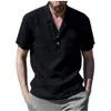 Chemise décontractée d'été pour hommes Vintage couleur Pure lin à manches courtes chemises pour hommes chemises habillées respirantes pour hommes Camisa Masculina Blo223T