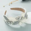 Fermagli per capelli esagerati diadema di perle tempestate di strass fascia barocca retrò taglia grande palla a tesa larga accessori femminili