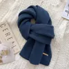 Scarves 100 Pure Wool Knitted Scarf Women Solid Color Wrap Men's Winter Fashion Warm Shawl Outdoor 230914