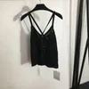 Sexig ihålig tryck Camisole Women Designer Diamond Button Sleeveless Vest Pullover Knickade toppar andningsbar skördetopp