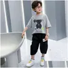 Kläder sätter nya shorts barns mitten och äldre pojkar tecknad designer två bitar set sommar sportkläder koreansk stil barn t shirt dhnir