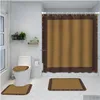 Shower Curtains Letter Digital Printing Waterproof Home Curtain Polyester Cloth Bathroom Four-Piece Set Drop Delivery Garden Bath Acce Dhe8K