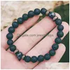 Beaded 8Mm Black Lava Rock Bracelets Mens Wood Beads Charms Natural Stone Bangle For Women Fashion Craft Jewelry Drop Delivery Dhqra